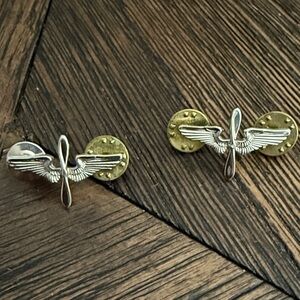 Vintage Military Pilot Cadet Wings & Propeller Pins Lot of 2